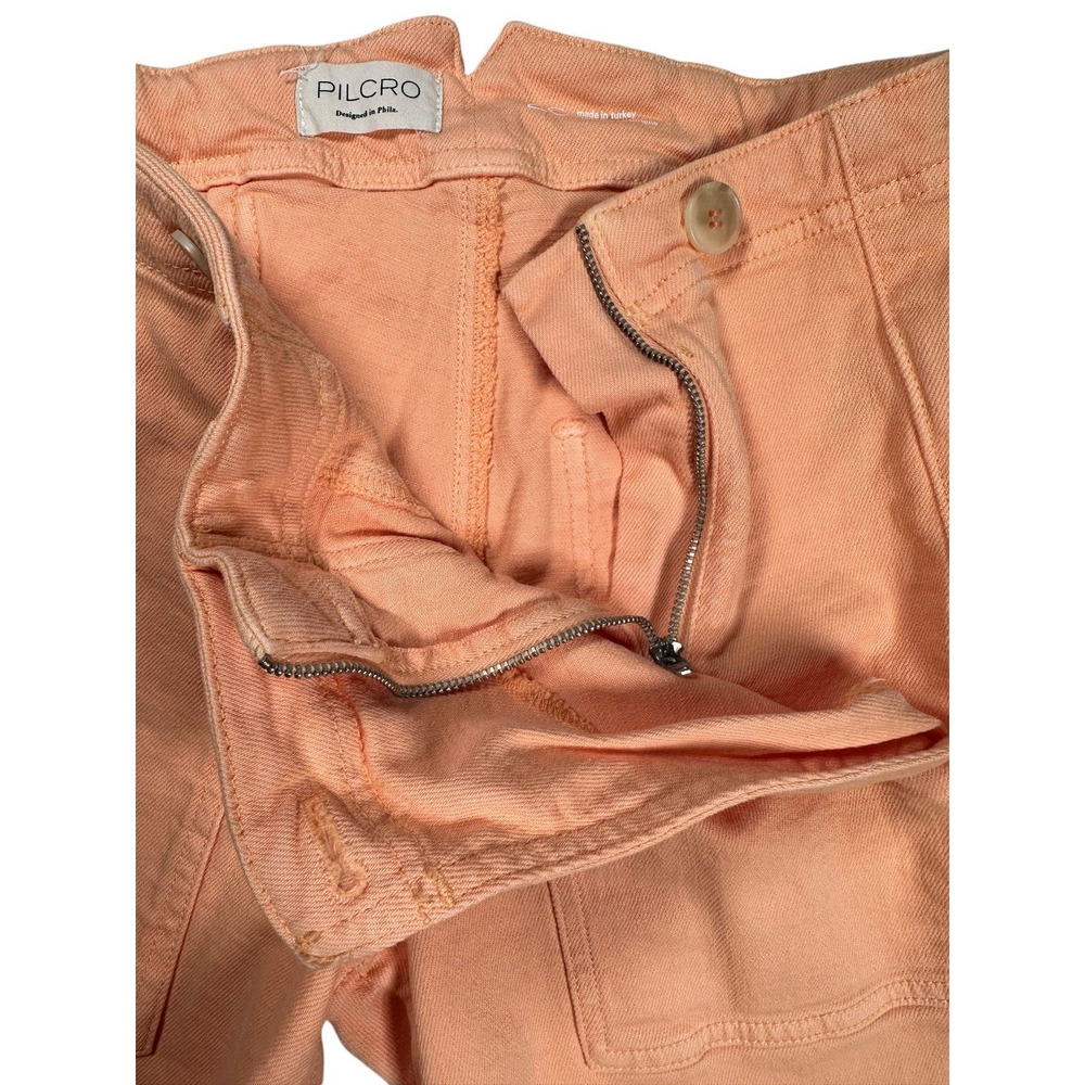 Pilcro Anthropologie The Kit High Rise Crop Wide Leg Pants 26 Coral Casual Peach - Picture 10 of 12